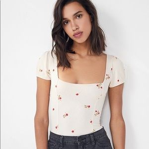 Out From Under Gwendolyn Floral Ribbed Bodysuit